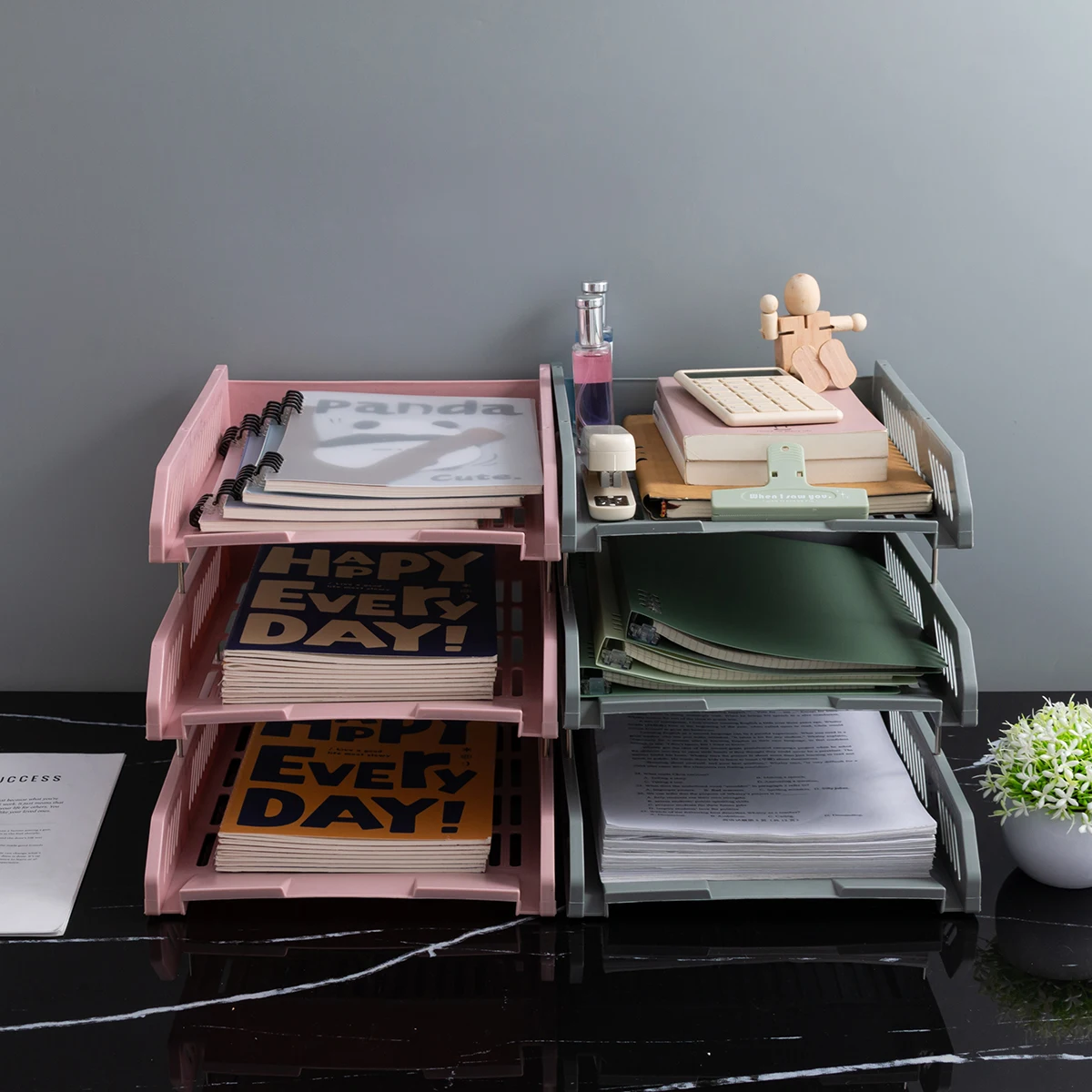 Three-Layer File Holder Horizontal File Rack Desktop File Tray Classification Organizer Information Rack Stationery Storage Tray