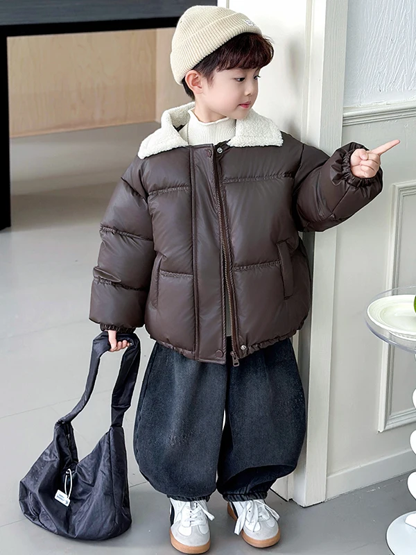 

Thiened eepskin Cotton Jaet for Boys with Stand Collar Warm And Sli Winter Outerwear for Teenagers Chinese Brand