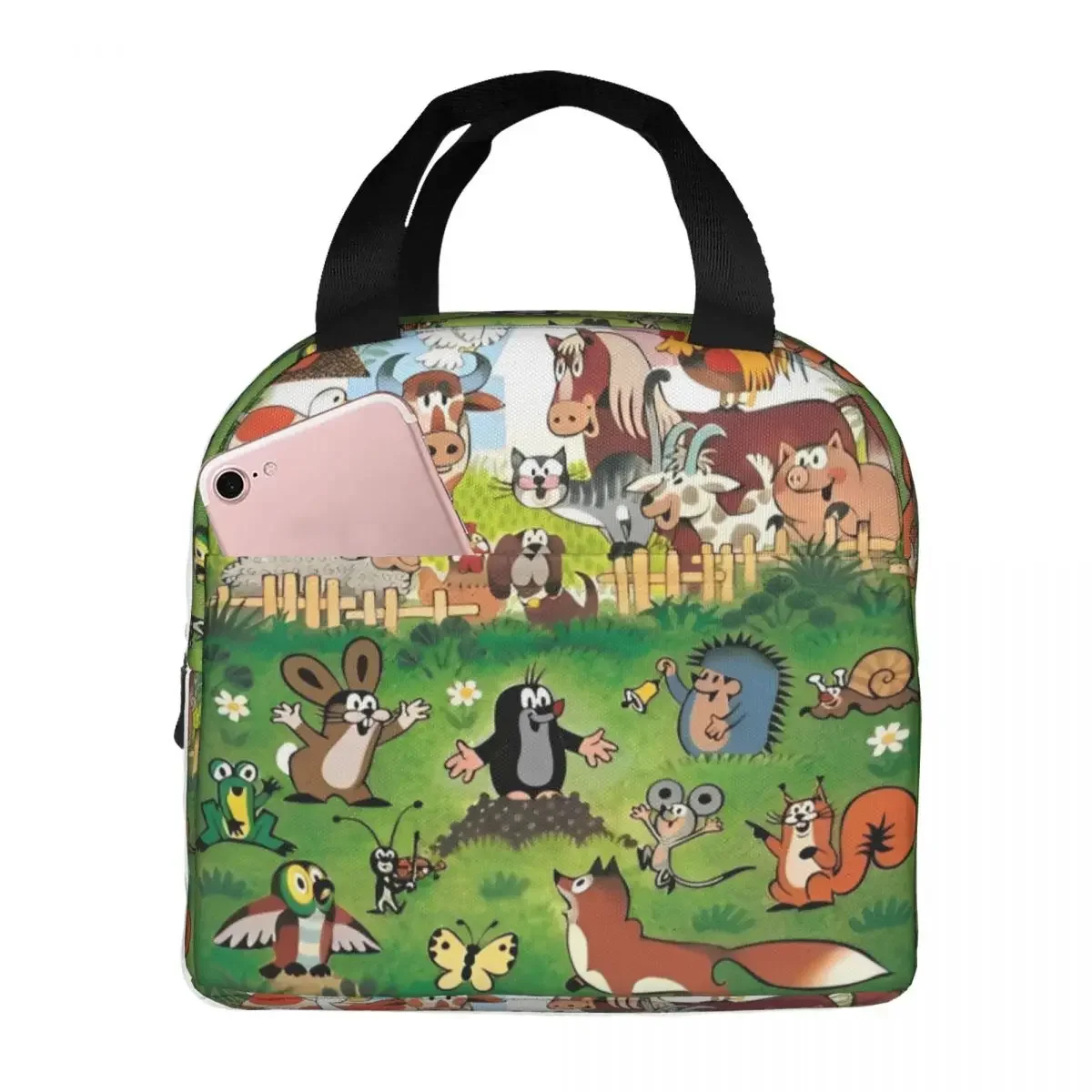 The Little Mole Insulated Lunch Bags Large Cartoon Friends Together Thermal Bag Lunch Box Tote School Outdoor Food Storage Bags