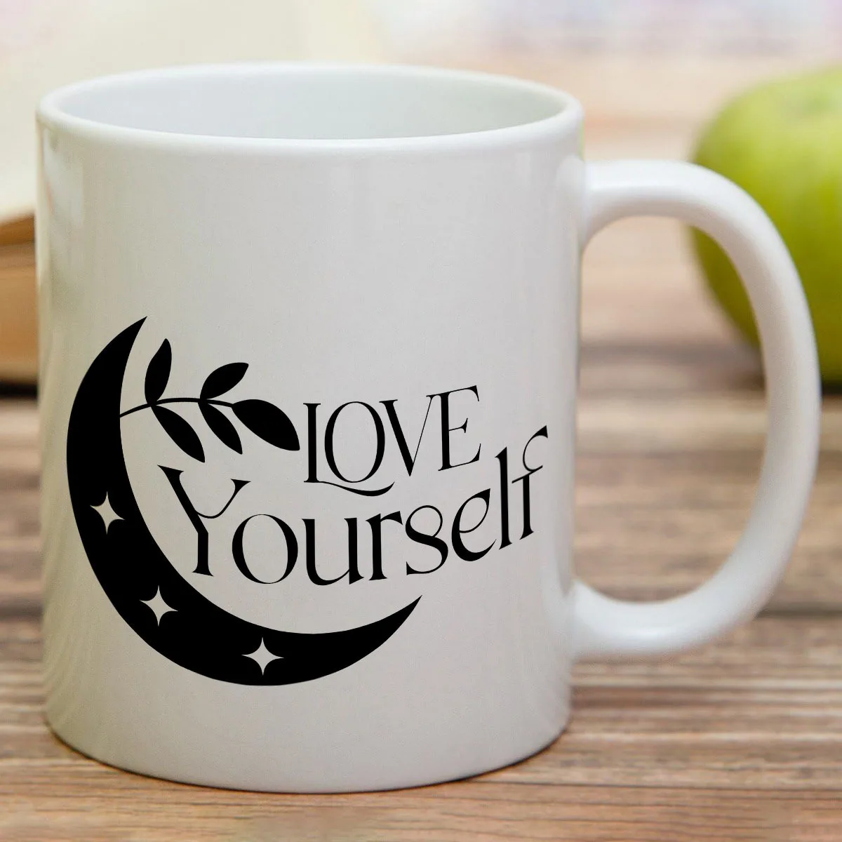 1pc Love Yourself Moon Pattern Mug, Machine Washable, Suitable for Daily Use in Kitchens and Offices