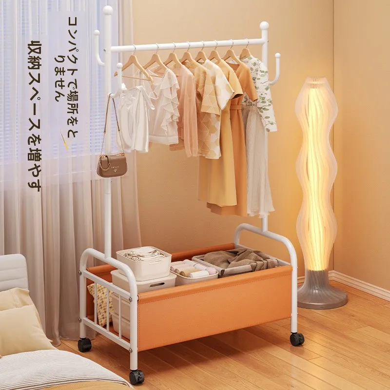 クリーミーなスタイルの床置き多機能衣類ハンガー、移動式コートラック、寝室収納ワードローブ、衣類乾燥ラック