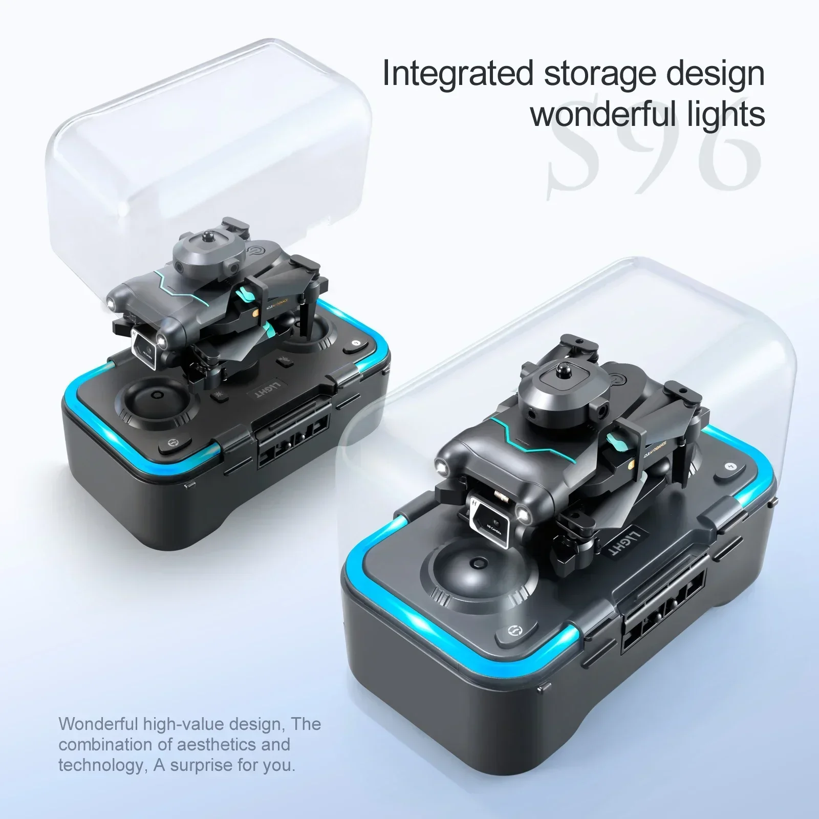 S96 WiFi FPV 4K HD Dual Camera Obstacle Avoidance Optical Flow Positioning Foldable Integrated Storage RC Drone Quadcopter RTF
