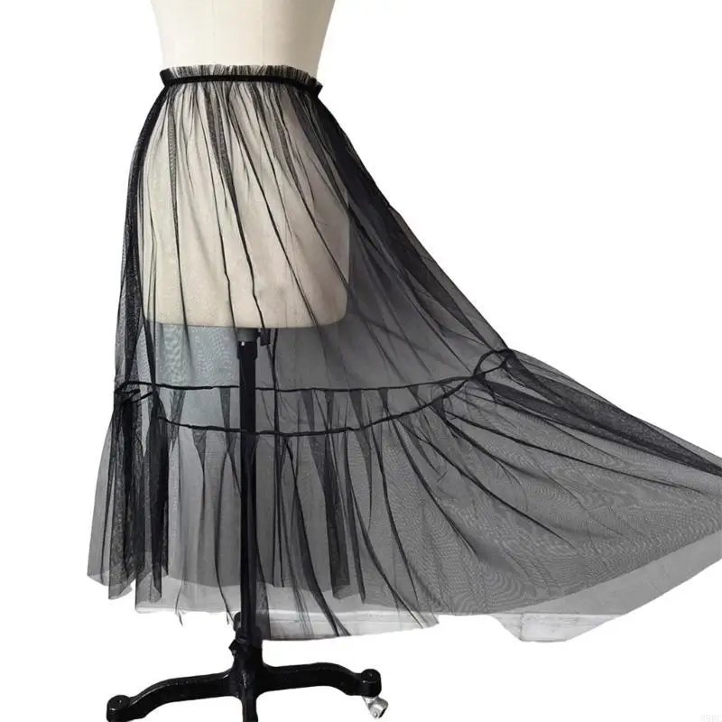 تنورة نسائية من 39BC ذات ثنيات شفافة من الدانتيل بتصميم أنيق ونسيج مريح للنساء اللاتي يقدرن الأناقة