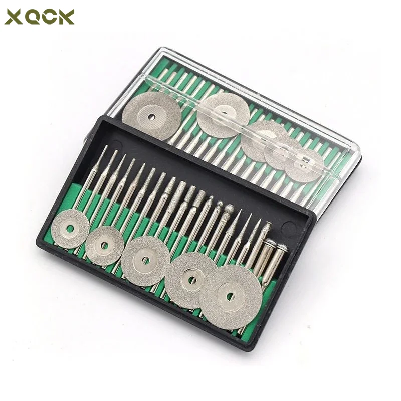 

25 Pieces Diamond Grinding Head for Jade Stone Polishing Engraving 3mm Shank Jewellery Cutting Wheel Jewelry Tools