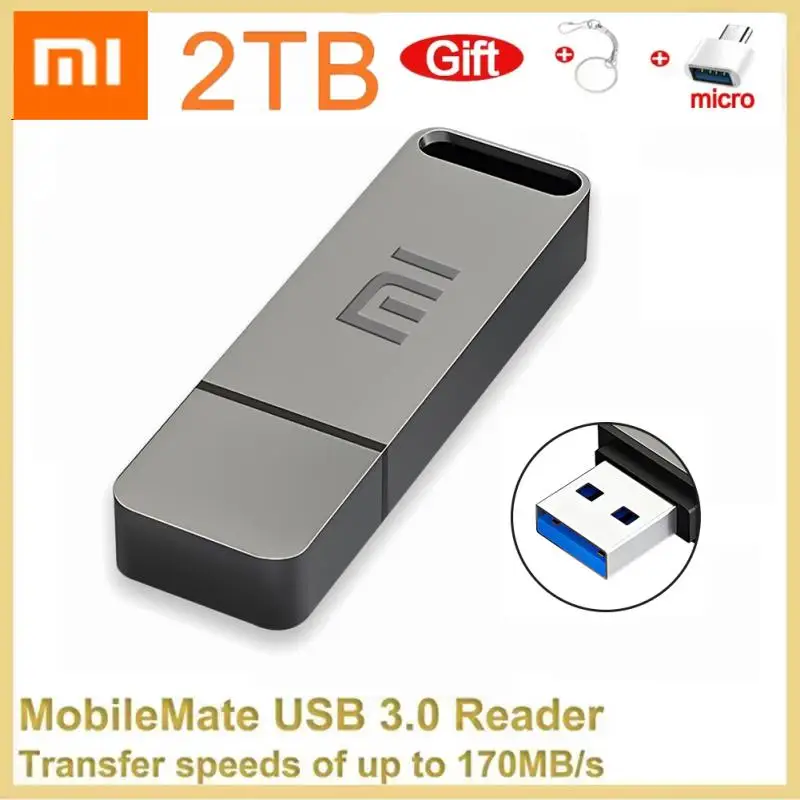 Xiaomi-USB 3.0 Flash Drive, Pen Drive de alta velocidade, 2TB, 1TB, USB 3. 0, Memory Stick, 512GB, Pendrive, Disco de metal para mesa, PC