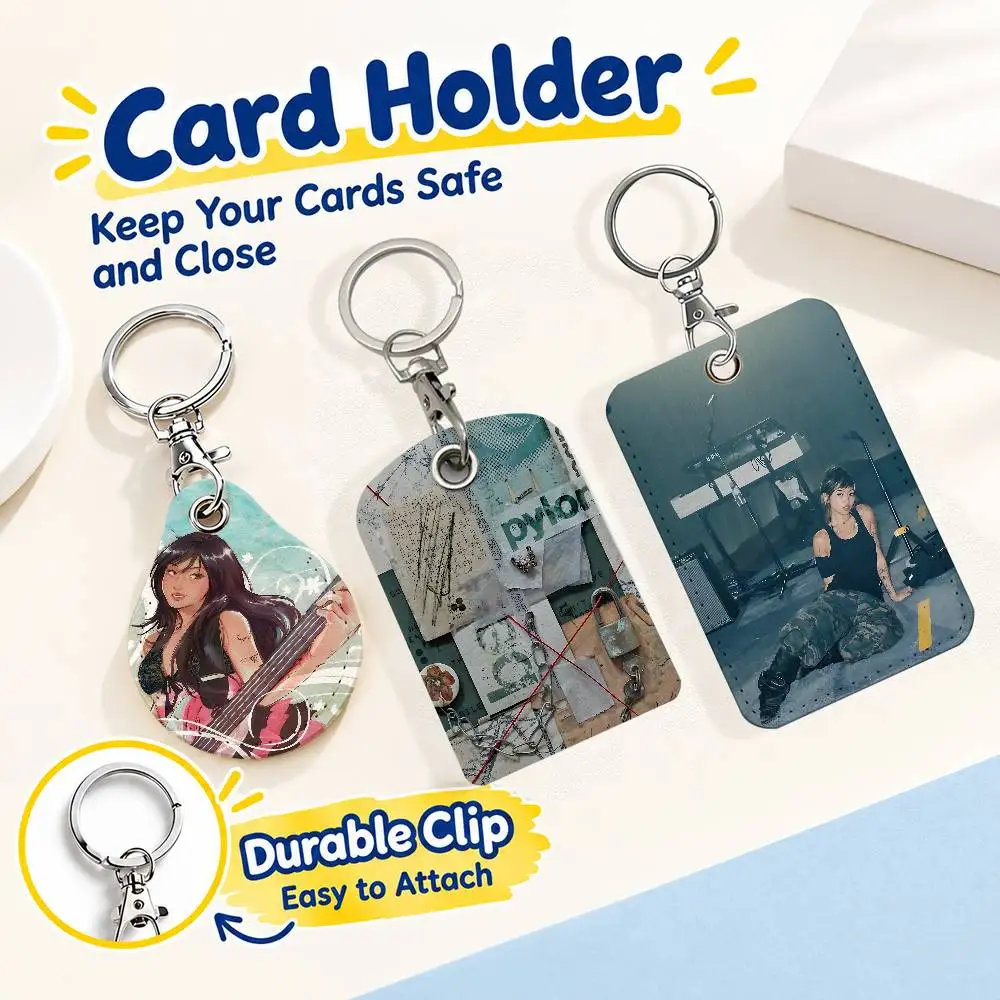 Porte-cartes et porte-clés en cuir pour Beabadoobee Pylon, idéal pour ranger cartes d'identité, billets, clés et autres cartes, prêt pour le travail, l'école, les voyages et les courses quotidiennes.