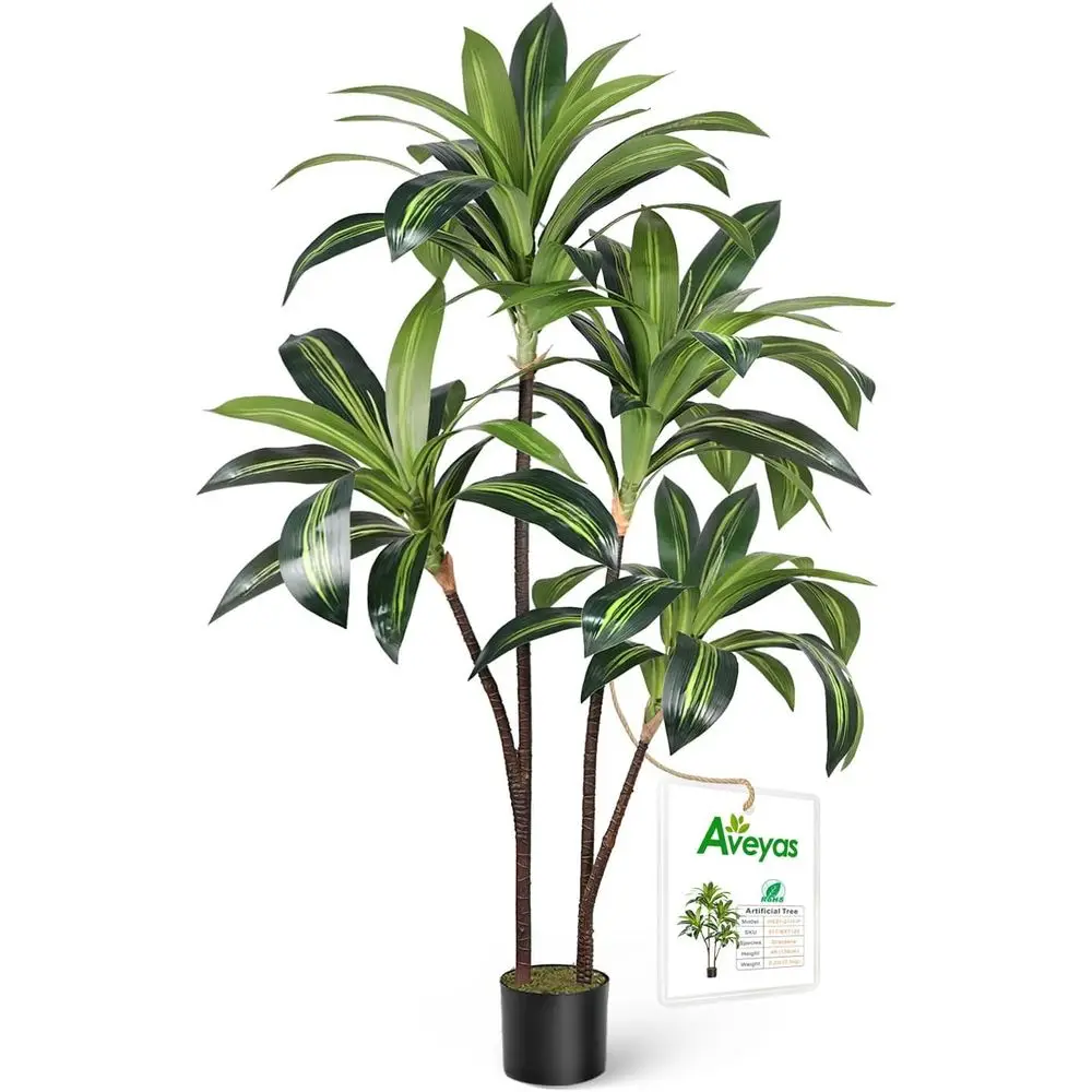 

Искусственное дерево Дракена с реалистичной имитацией ствола, 1,2 м, в горшке, для декора дома (для помещений и улицы)