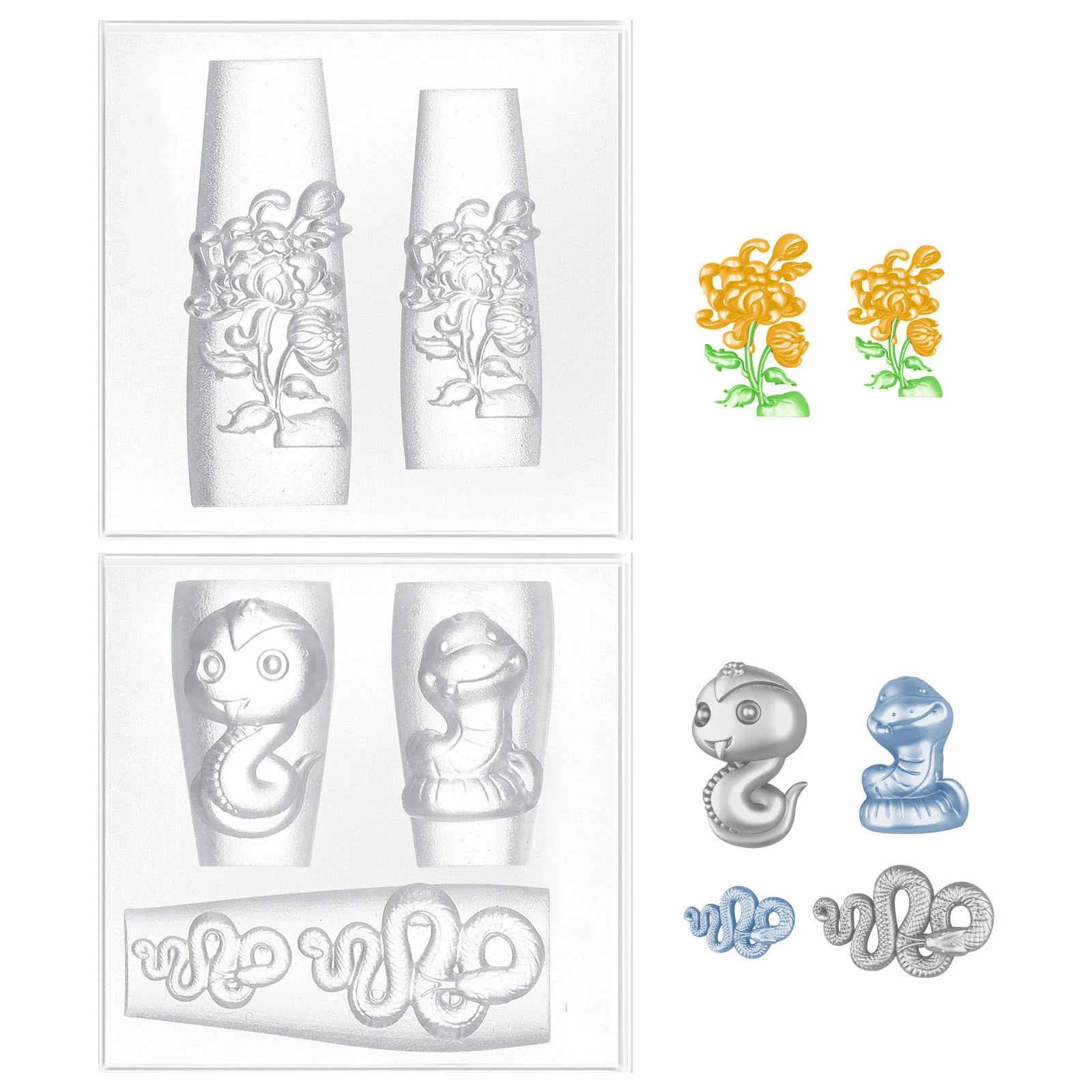 

2 pcs Nail Molds Embossed Decorative Silicone Stamping Plates for Manicure 3D Dragon Patterns CS-112 CS-120 Durable Practical