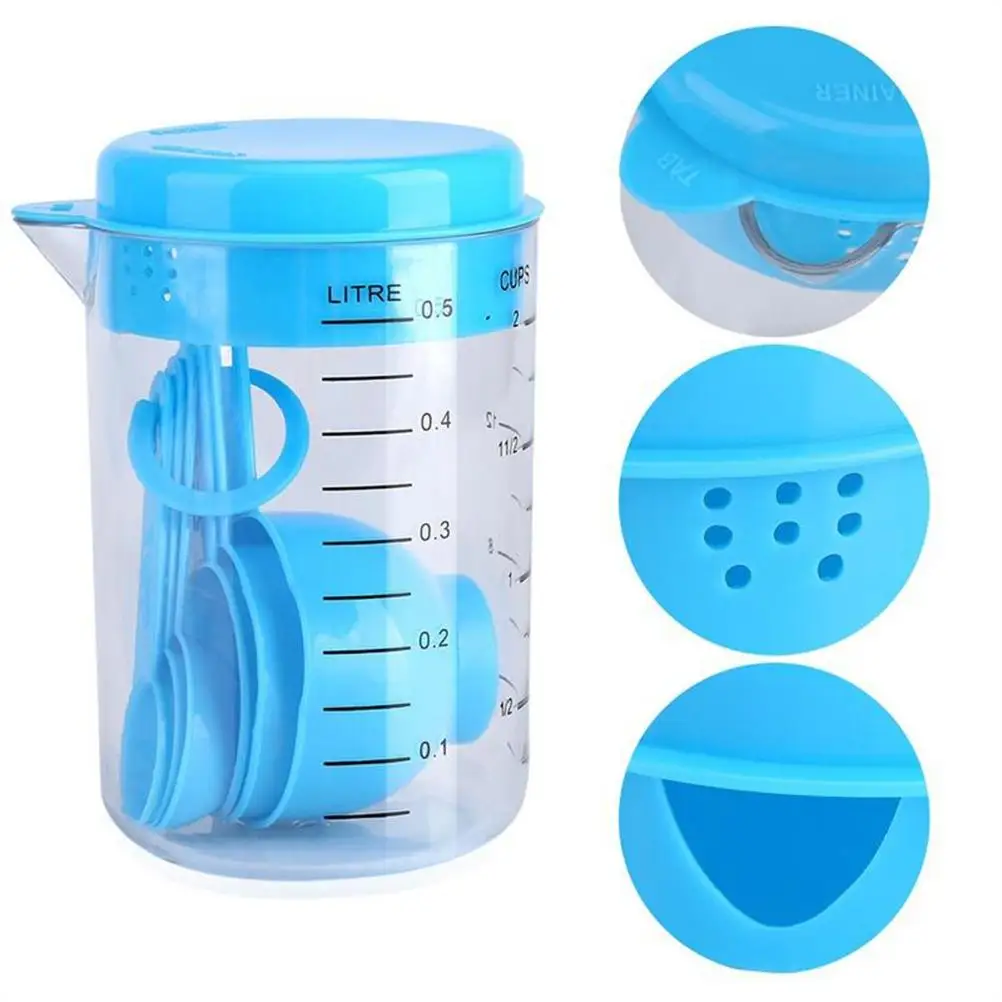 

7 Pcs Cups Spoons Set Food Grade Accurate Dry Wet Kitchen Cooking Tools Plastic Measuring Kit For Kitchen Beaker