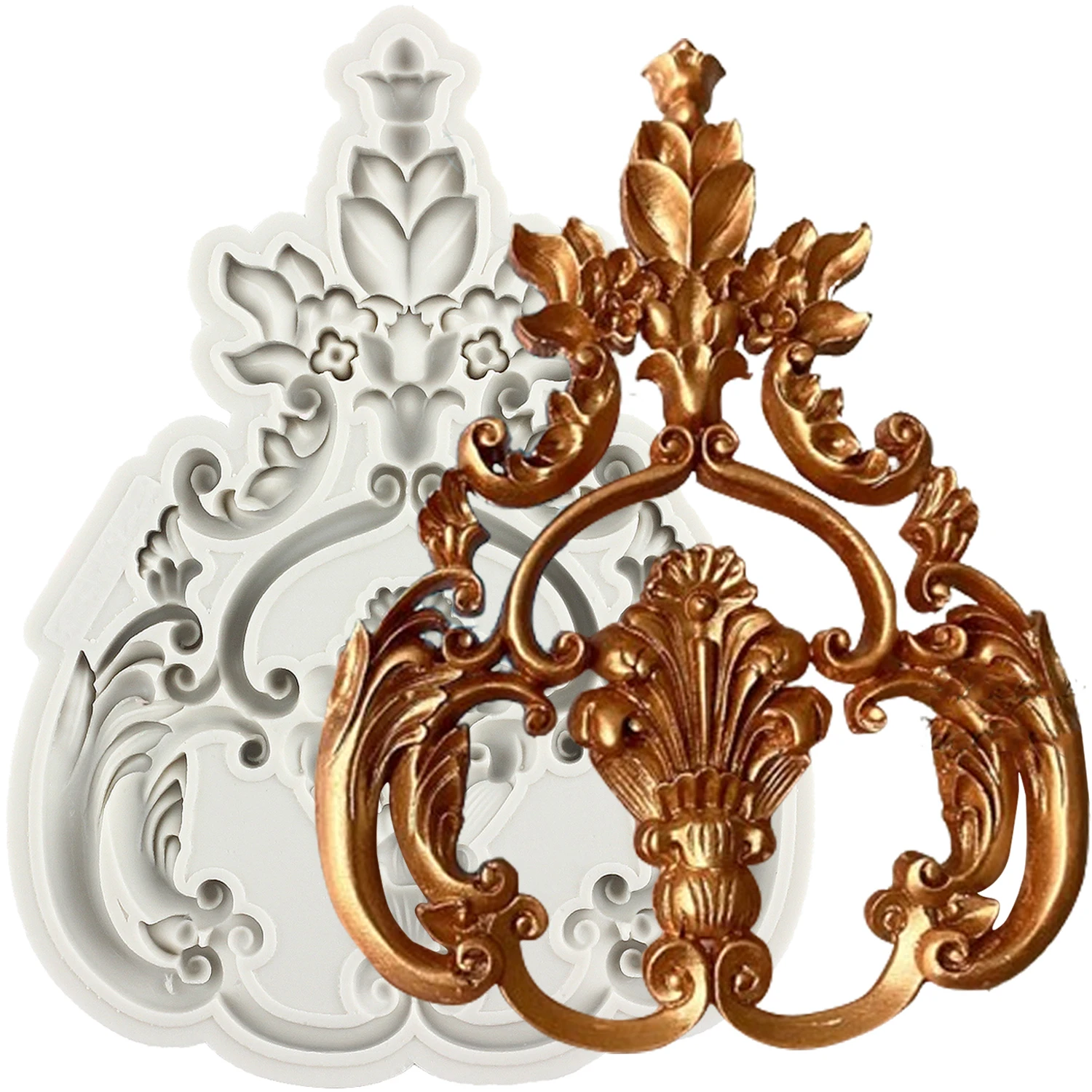 Baroque Style Molds Scroll Relief Lace Fondant Cake Decorating Tools Cupcake Topper Candy Craft Gum Paste Polymer Clay