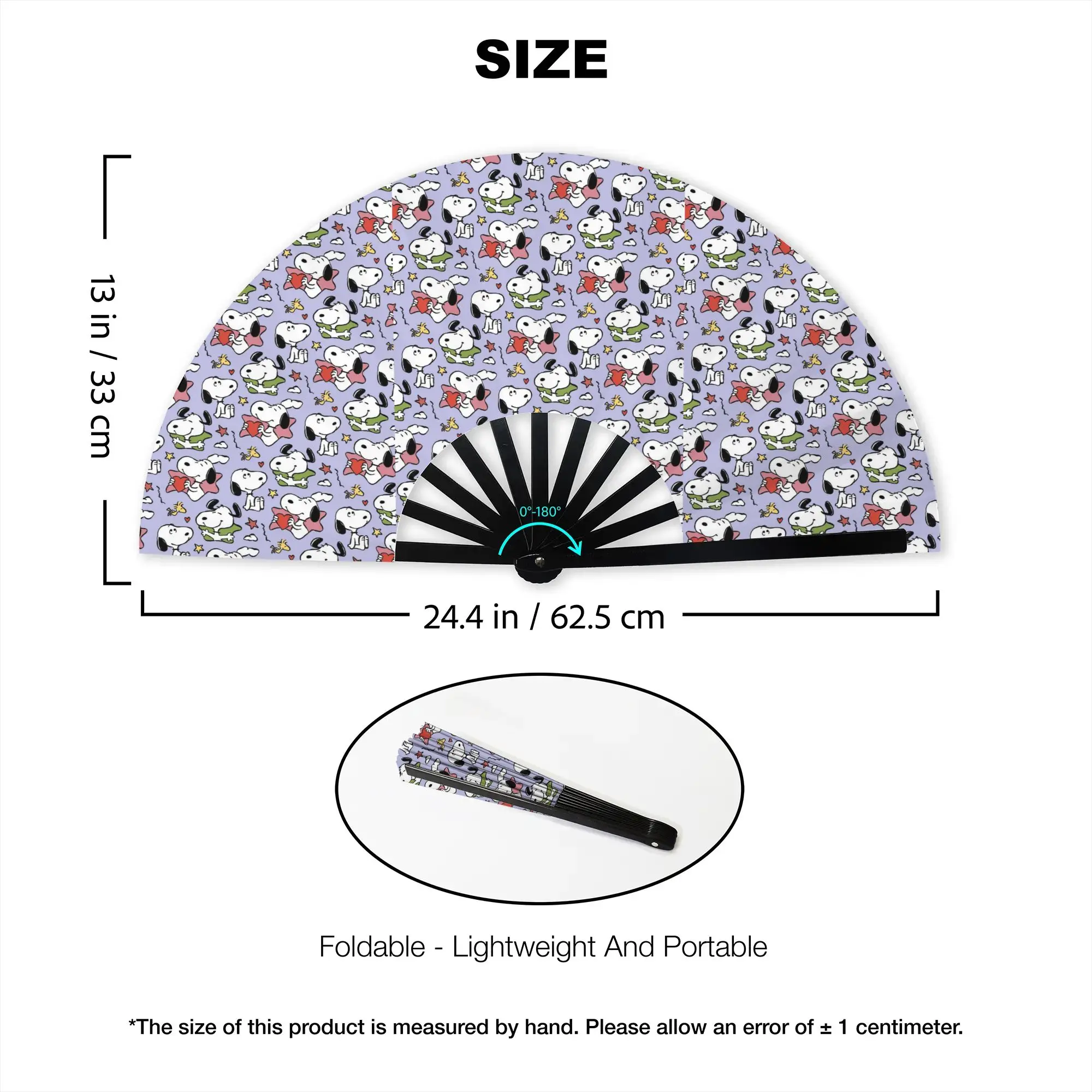Customized Cute Cartoon S-Snoopys Portable Pocket Fan Camping  Polyester Folding Fan Chinese Dance Handheld Cooling Fans view 4