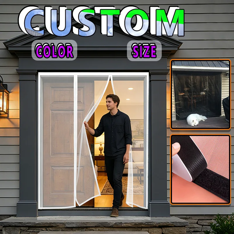 Magnetic Mosquito Net Door Screen For Door Mosquito Net Curtain Tulle Outdoor Invisible Glass Fibre Net Custom Size Auto Closing