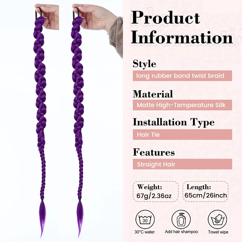OLACARE Synthetic Ponytail Colorful Braided Ponytail Hair Extensions Fashion Fake Hair Accessories for Girls Cosplay Party