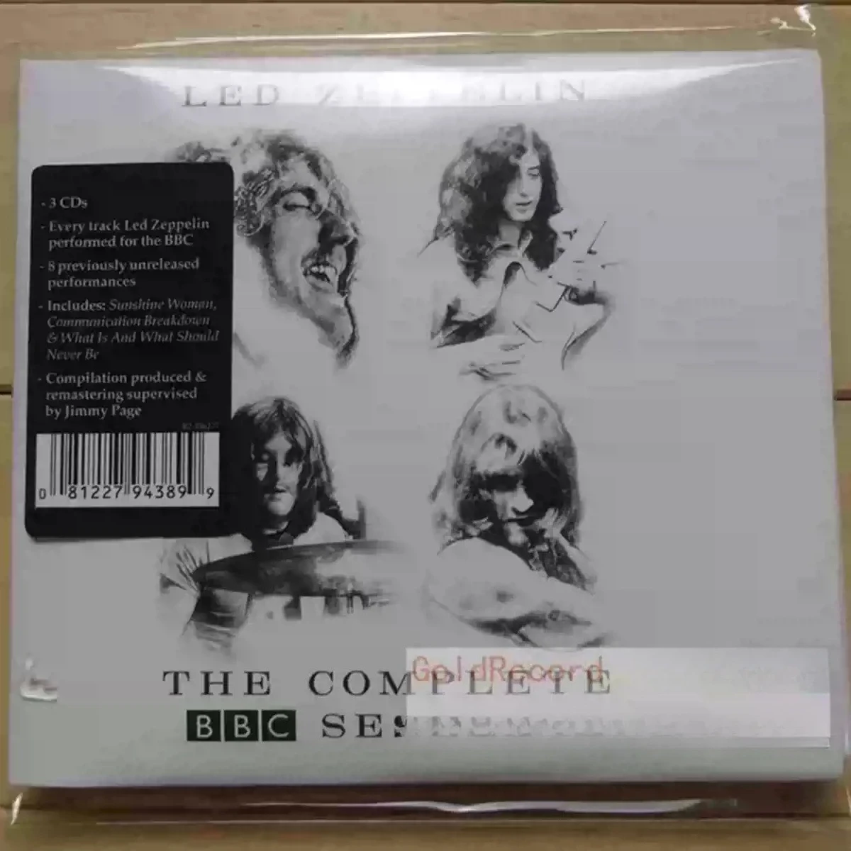 "O Conjunto Completo de Sessões da BBC" - CD de Música Clássica de Rock Ao Vivo, Capa Vintage em Preto e Branco com Retrato da Banda, Item Colecionável Premium