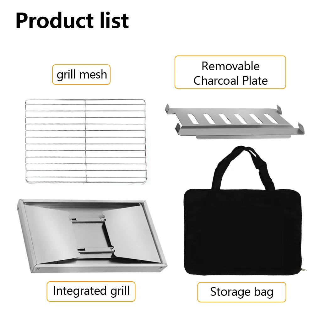 304 Stainless Steel Barbecue Grill Portable Outdoor Stove IGT Table Stove Folding Firewood Stove Barbecue Camping Stove image 6