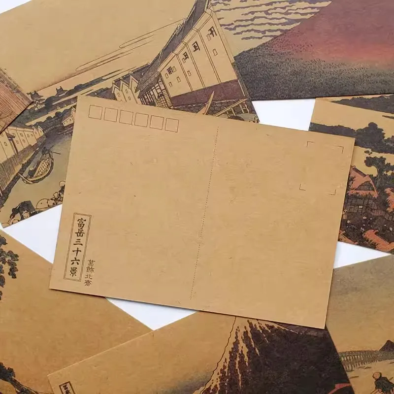 36 Sheets/Set Hokusai: Thirty-Six Views of Mount Fuji Postcard Kraft Paper Hand Painted Greeting Message Cards Student Gift