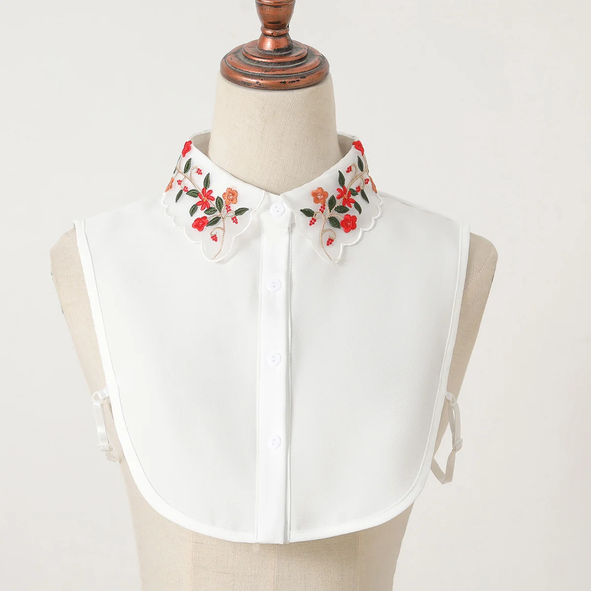 Ladies Fashion Embroidered Colorful Flower Collar with Sweater Bottom Shirt Versatile Detachable Chiffon Fake Collar