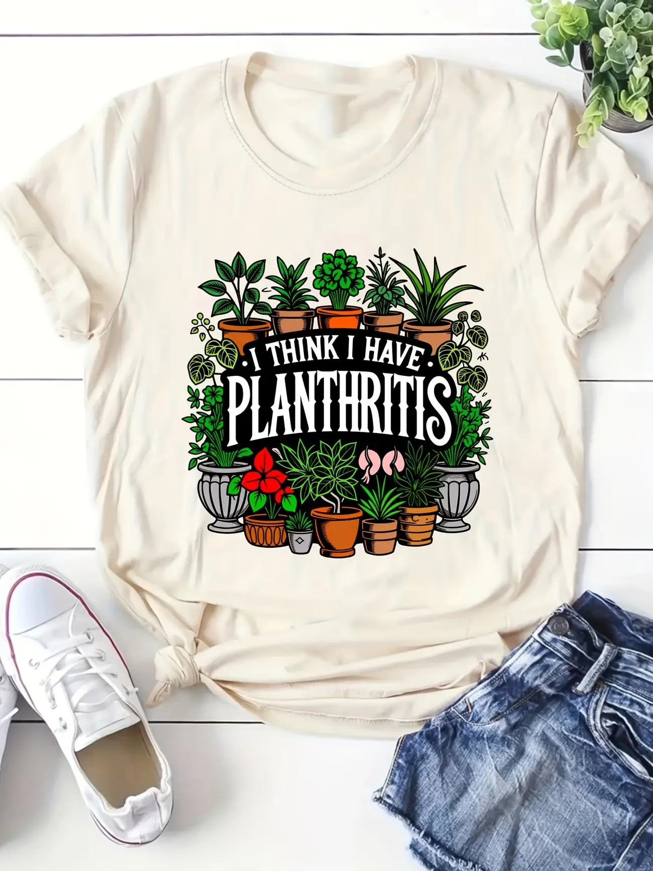 

Plus Size Women's Short Sleeve T-Shirt I Think I Have Plantubitis Spring and Summer Must-Haves summer outfits women's clothing