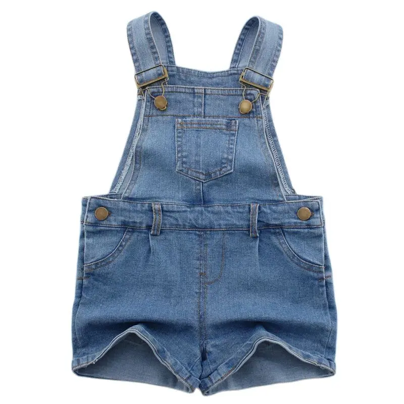 2023ฤดูใบไม้ผลิฤดูร้อน US สไตล์ Jumpsuit แฟชั่นน่ารักหวานล้างกางเกงยีนส์ Denim Romper Jumpsuits สายรัดกางเกงขาสั้นคาวบอยสีฟ้า