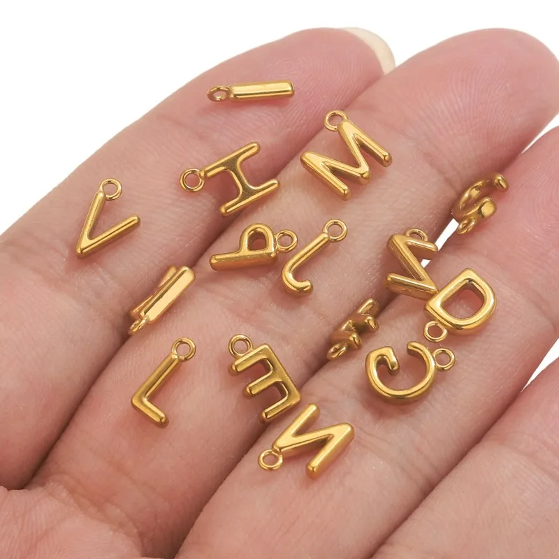 Stainless Steel Vacuum Electroplated 18K Pendant English Letter Series. 1 Pcs DIY Free Combination Decorative Accessory