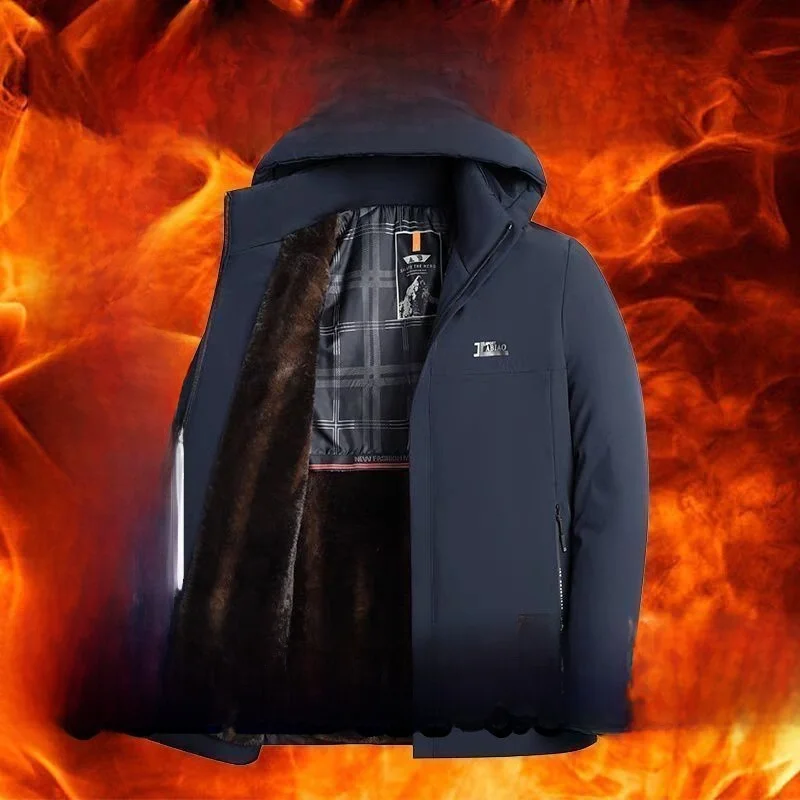 

Мужская зимняя парка, пальто золотого норкового бархата Busin Midlife Dad Sle Jaet Thiened, хлопковая верхняя одежда без капюшона