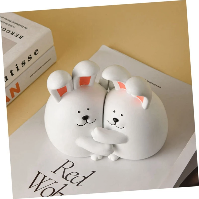 2 Pair Hug  Bookend  Book Stand Crafted Book Ends Bookends Holders Animal White Resin