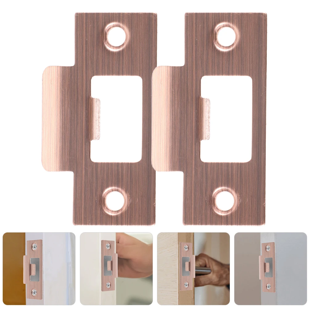 

2 Pcs Stainless Steel Lock Tongue Guide Piece Covers Door Reinforced Plate Back