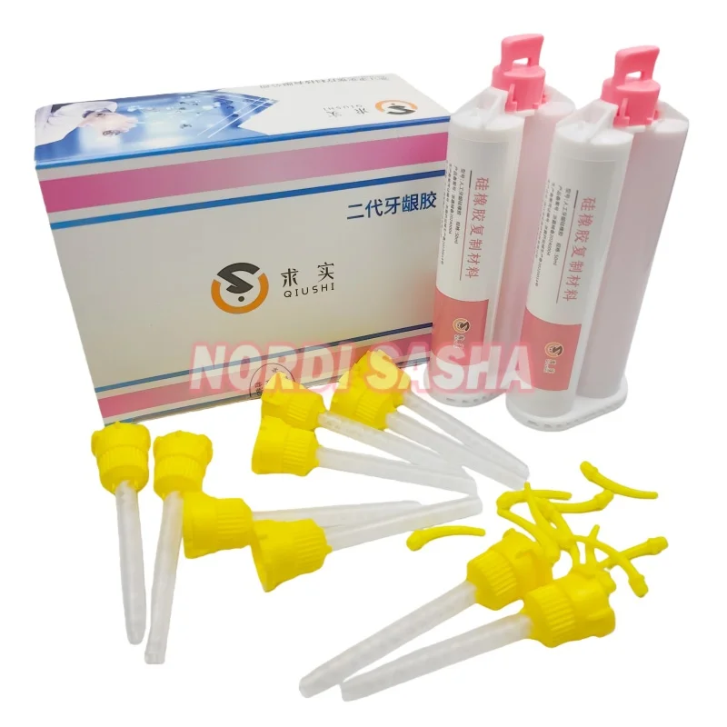 50ml*2 Dental Gingival Mask Impression Material Dental Artificial Gum Silicone Rubber Replication Duplication Silicone Material