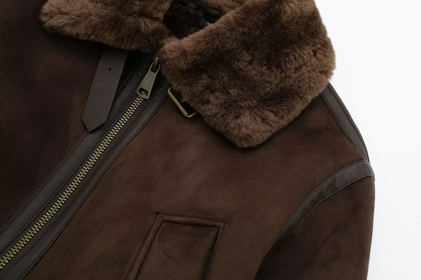New Autumn and Winter New Women's Casual Standing Neck Contrast Strap Decoration Loose Double sided Jacket Coat