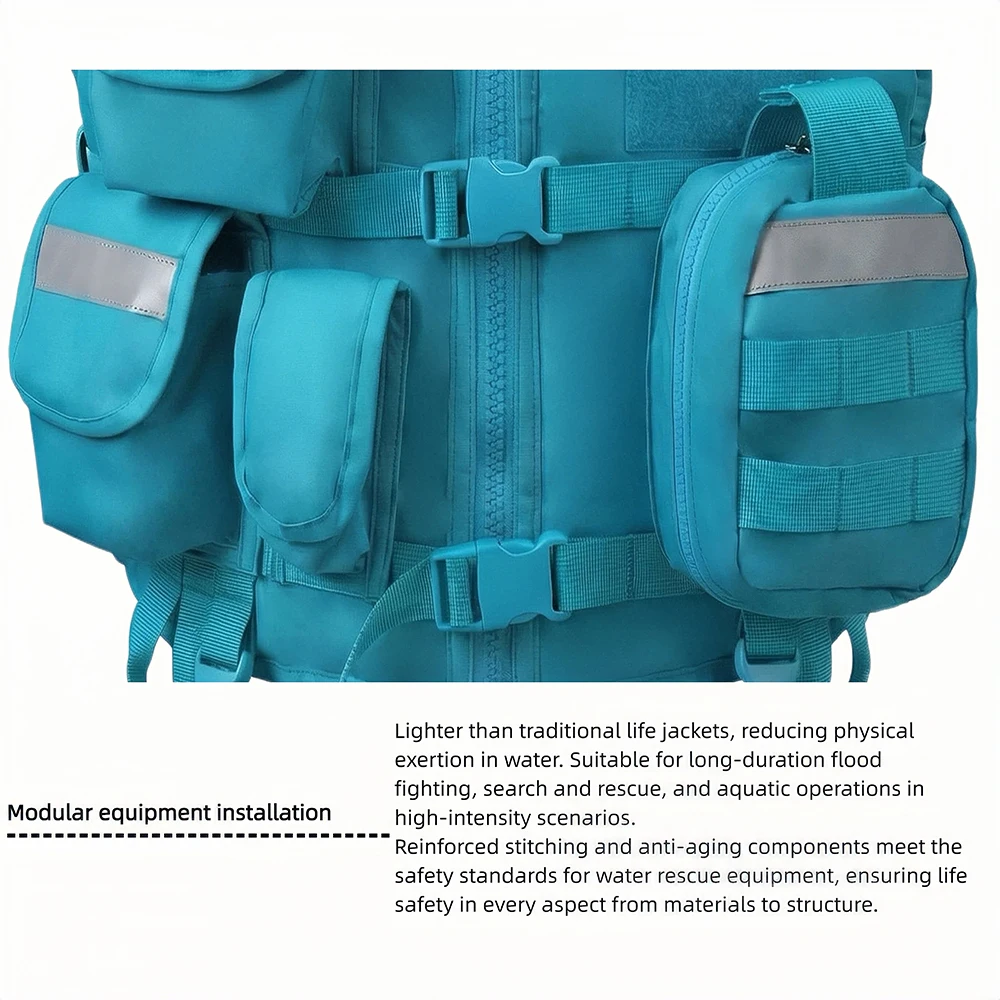 Durable Emergency Rescue Life Jacket     Reflective for Marine Safety High Buoyancy 100N EPE Foam Vest