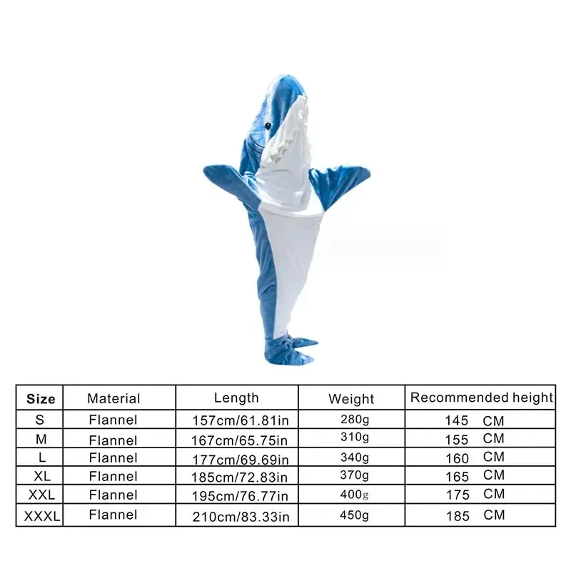 Cartoon Shark Sleeping Bag Pajamas Office Nap Shark Blanket Karakal High Quality Fabric Mermaid Shawl Blanket For Children Adult