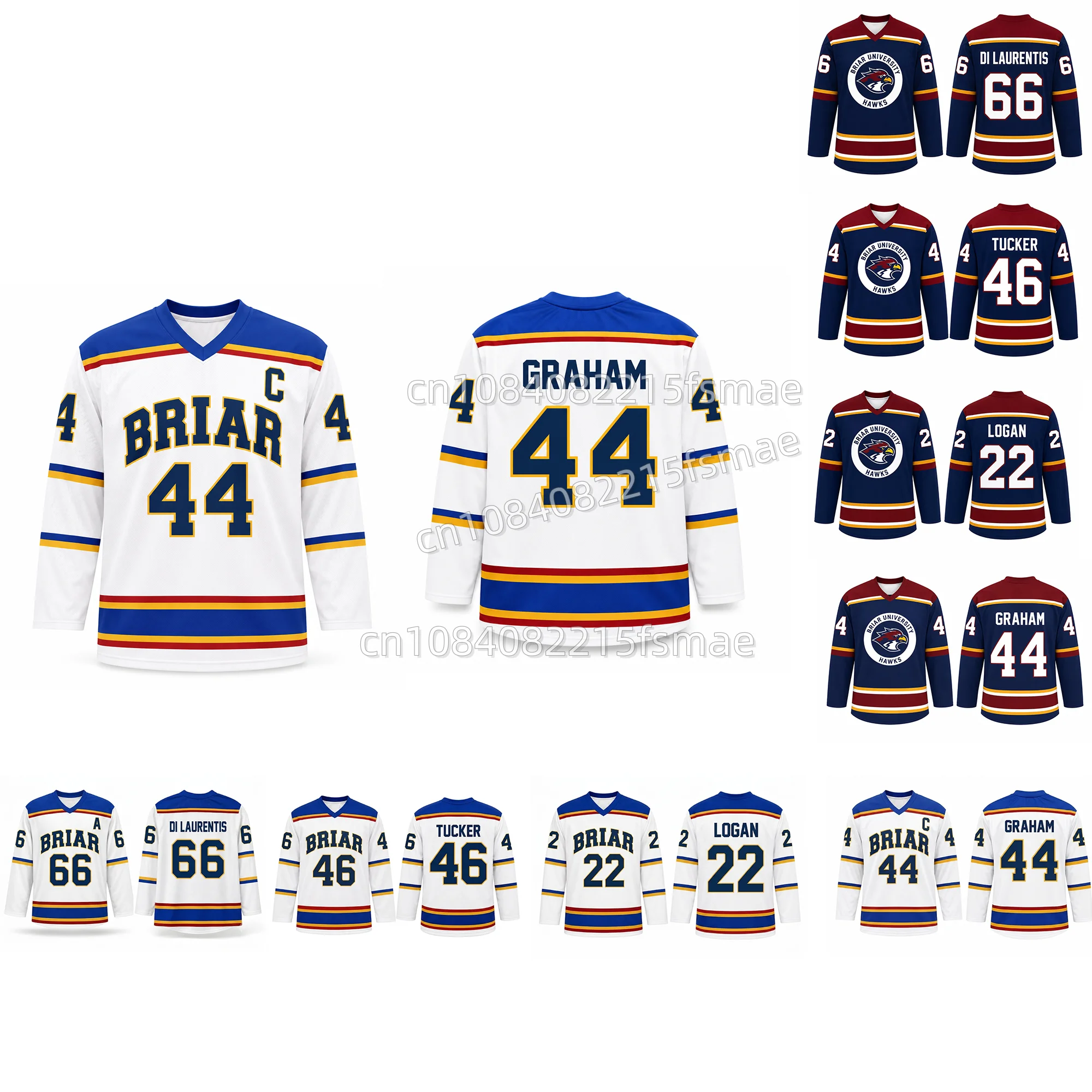 Briar University Hockey Jersey Garrett Graham 44 Tucker 46 Ice Hockey Jerseys Book Cosplay Mens Sports Shirt Sweatshirts Uniform