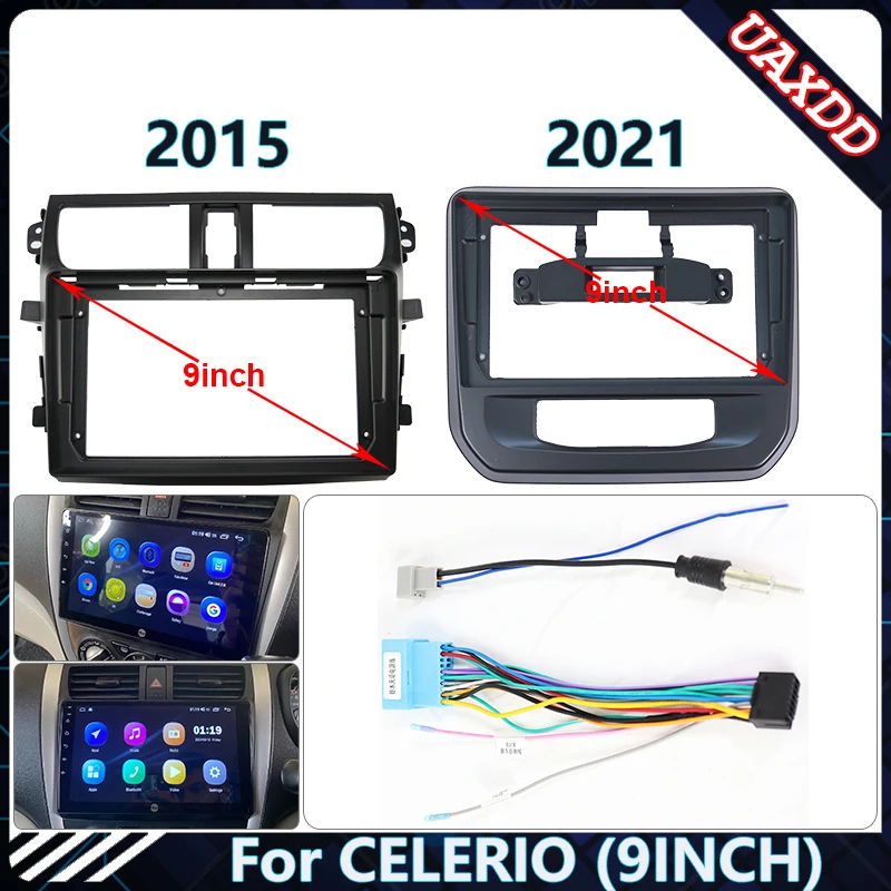 Car Radio Fascia Frame For SUZUKI 2015-2021 CELERIO 9 inch Stereo Panel Wire Harness Power Cable Adapter Canbus Decoder