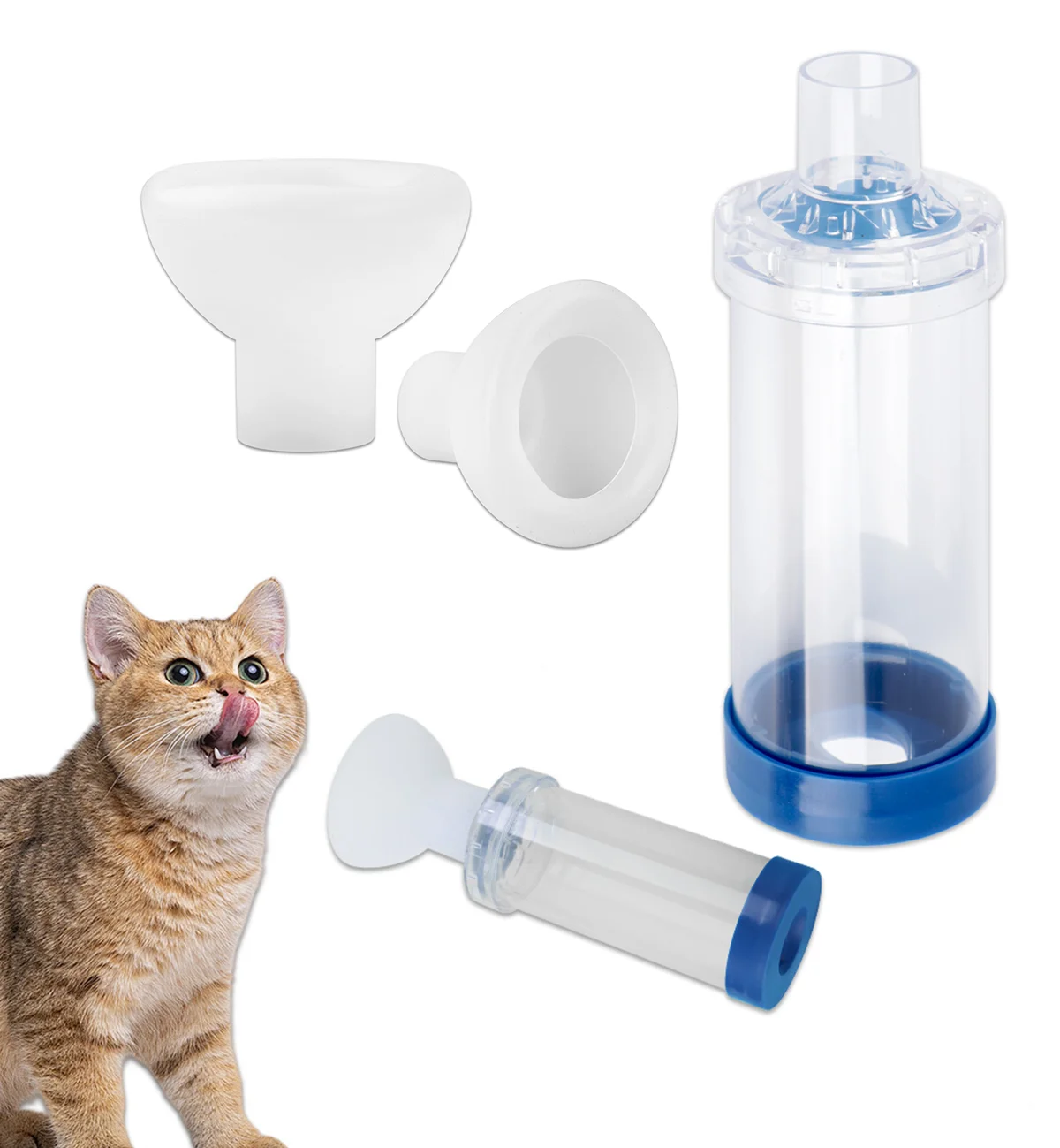 Pet Feline Aerosol Chamber Holding Spacer Assist Inhalation Pump Nebulizer For Asthma Medical Distributor Transparent Bottle