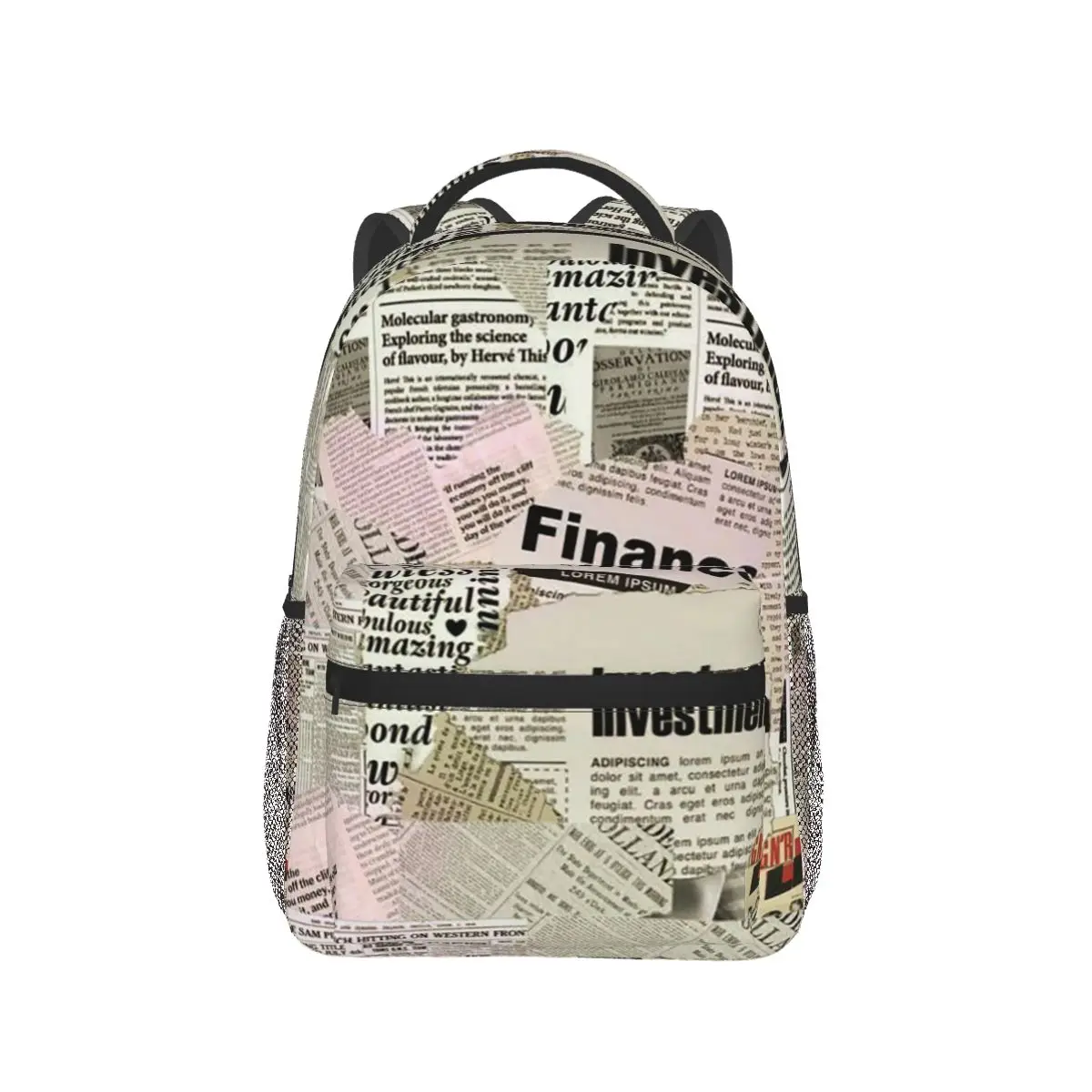 

Vintage Newspaper Pattern Backpack Hot Sale Daypack Large Capacity Kids BookBag School Bag Shoulder Bags for Men Women