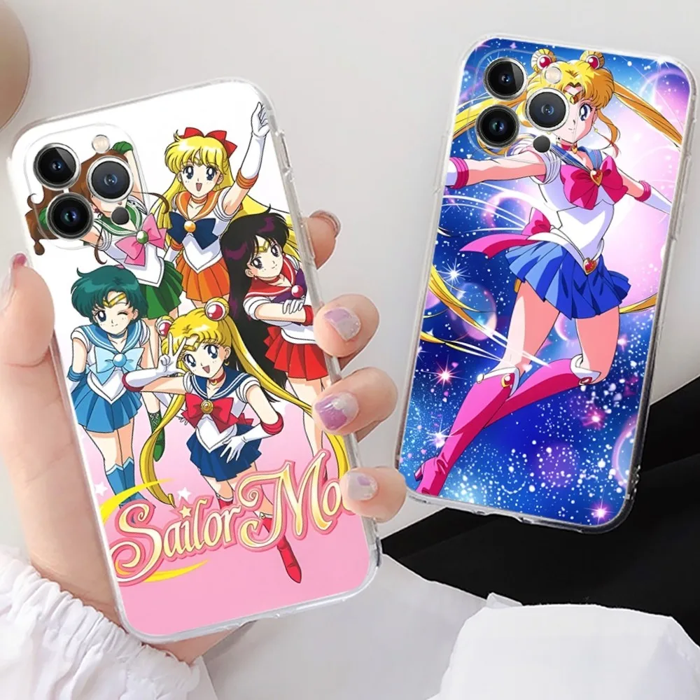 S-Sailor M-Moon Phone Case For iPhone 16 15 14 13 12 Mini 11 Pro XS Max X XR SE 6 7 8 Plus Soft Silicone Cover