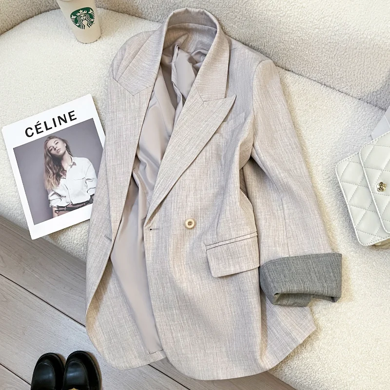 Fashion Commuting Office Lady Answers Suit Jacket Female Autumn New Leisure French Chic Long Sleeve Splicing Women Blazers