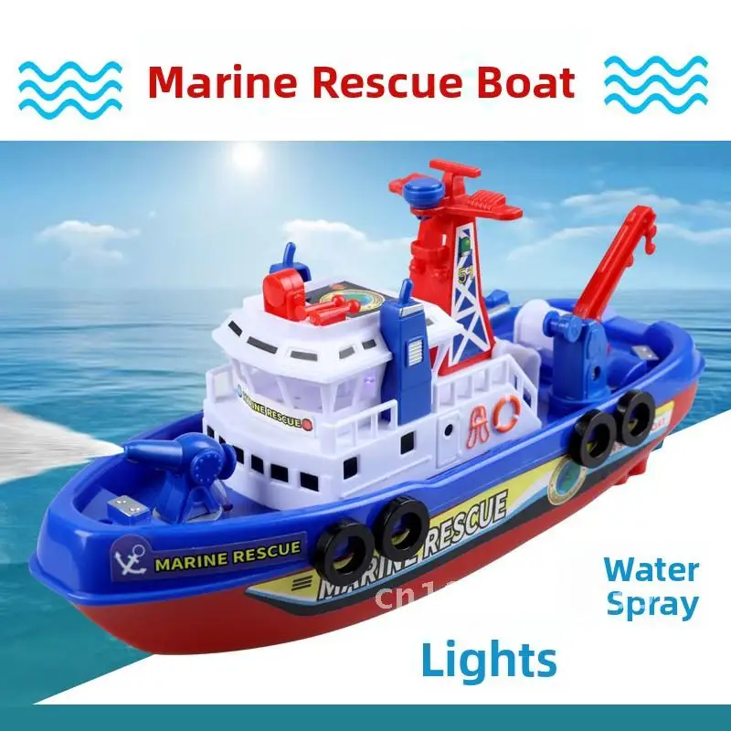 Children's Fire Boat Toy Electric Sea Ship Underwater Boat Model Water Luminous Toy Boat