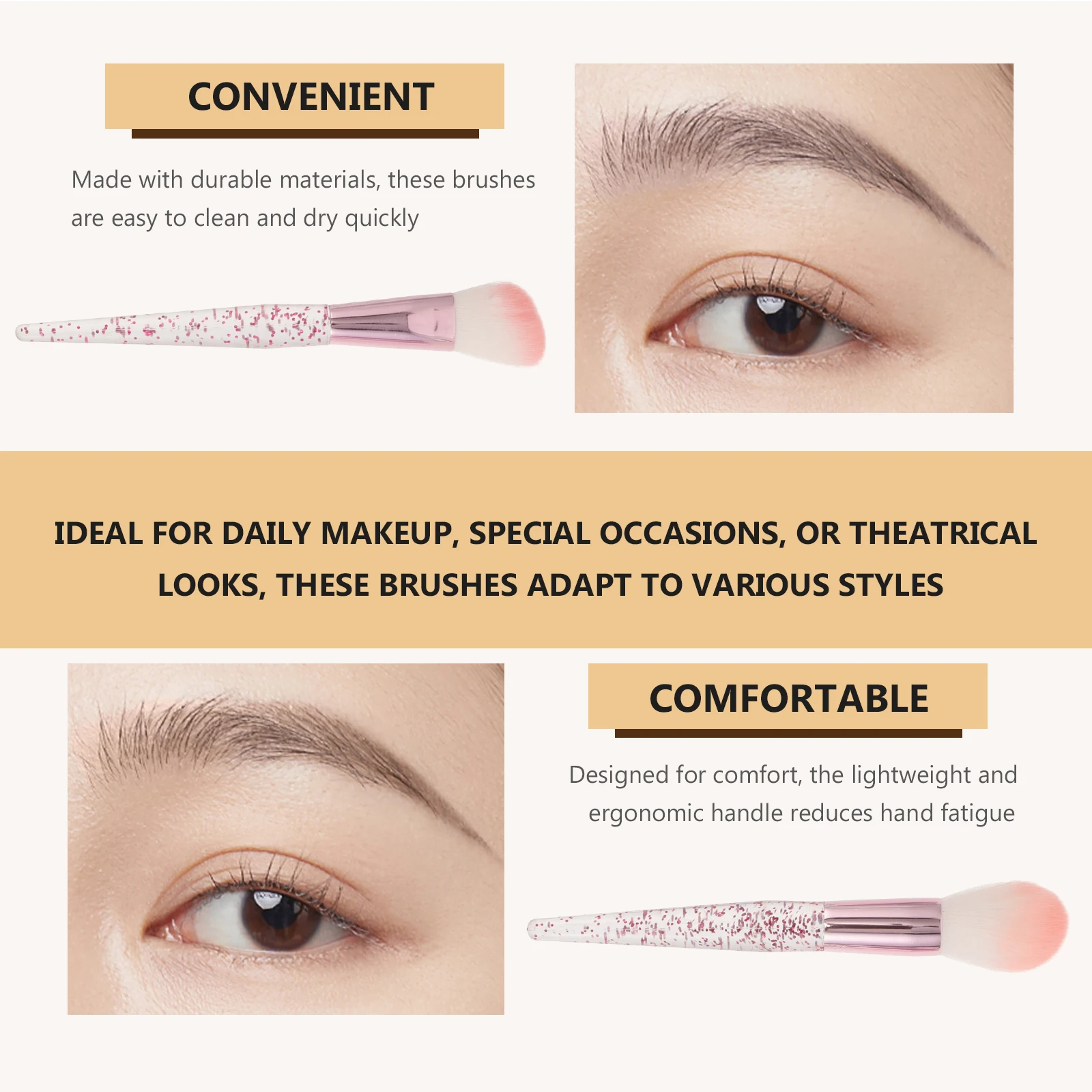 10-delige oogschaduwborstelset sprankelend handvat soepele toepassing voor contourblush markeerstift crème poeder make-upkit