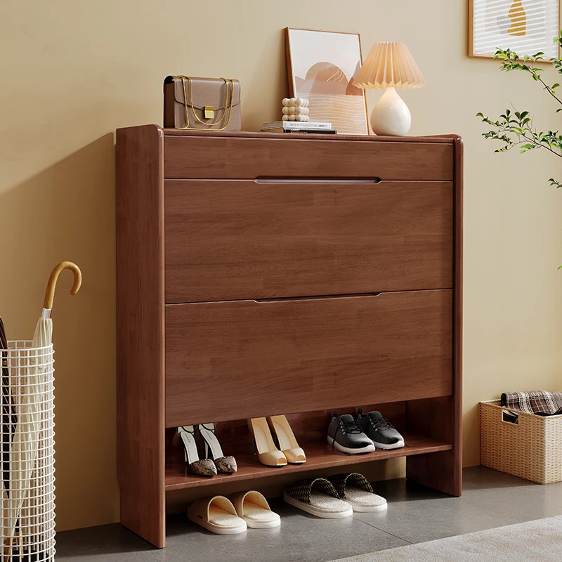 Solid wood shoe cabinet ultra-thin large-capacity household door small apartment tipping bucket simple foyer cabinet space