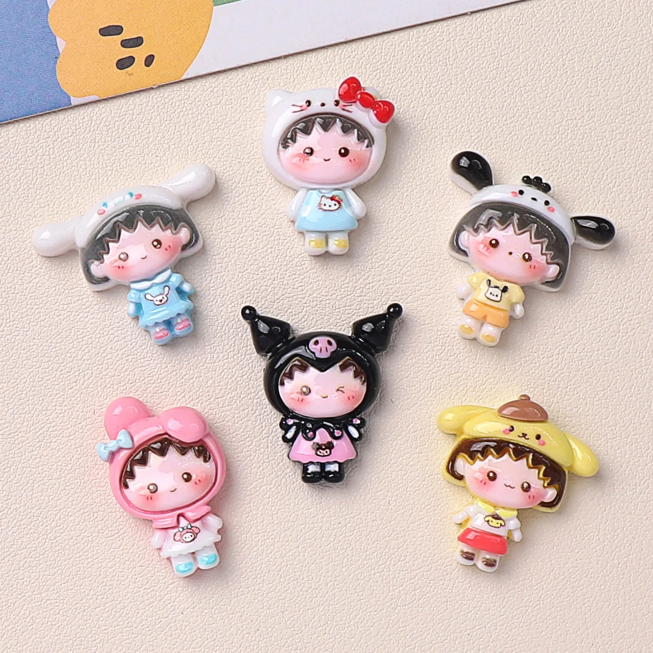 Cartoon Glossy Chibi Maruko-chan Co-branded Sanrio Kt Diy Resin Accessories Handmade Hairpin Mobile Phone Case Water Cup Jewelry