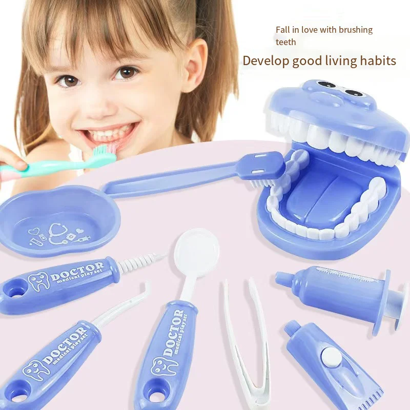 Juego de juguetes para educación temprana, juguete de práctica de cepillado Oral, inyección de pequeño médico, juego de simulación para niñas y niños