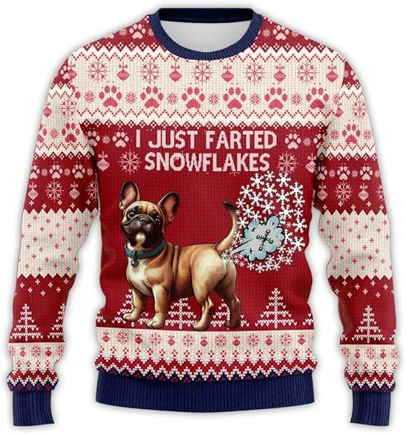 Fashion Funny Dogs Fart Ugly Christmas Sweaters For Men Clothing Mens Funny Husky Corgi Ugly Sweater Xmas Crewneck Sweatshirts