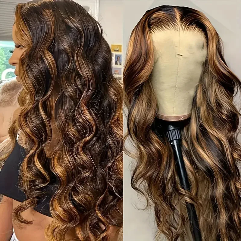 Honigblonde Perücke aus Echthaar, 200 Dichte, 13x4 HD Lace Frontal Perücken, Body Wave Lace Front für Schwarze Frauen, Anfängerfreundlich