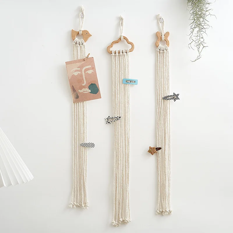 Wooden Hair Clips Holder Baby Girls Hairpin Hairband Storage Weave Wall Hanging Kids Room Decor Pendant Organizer Wall Ornaments