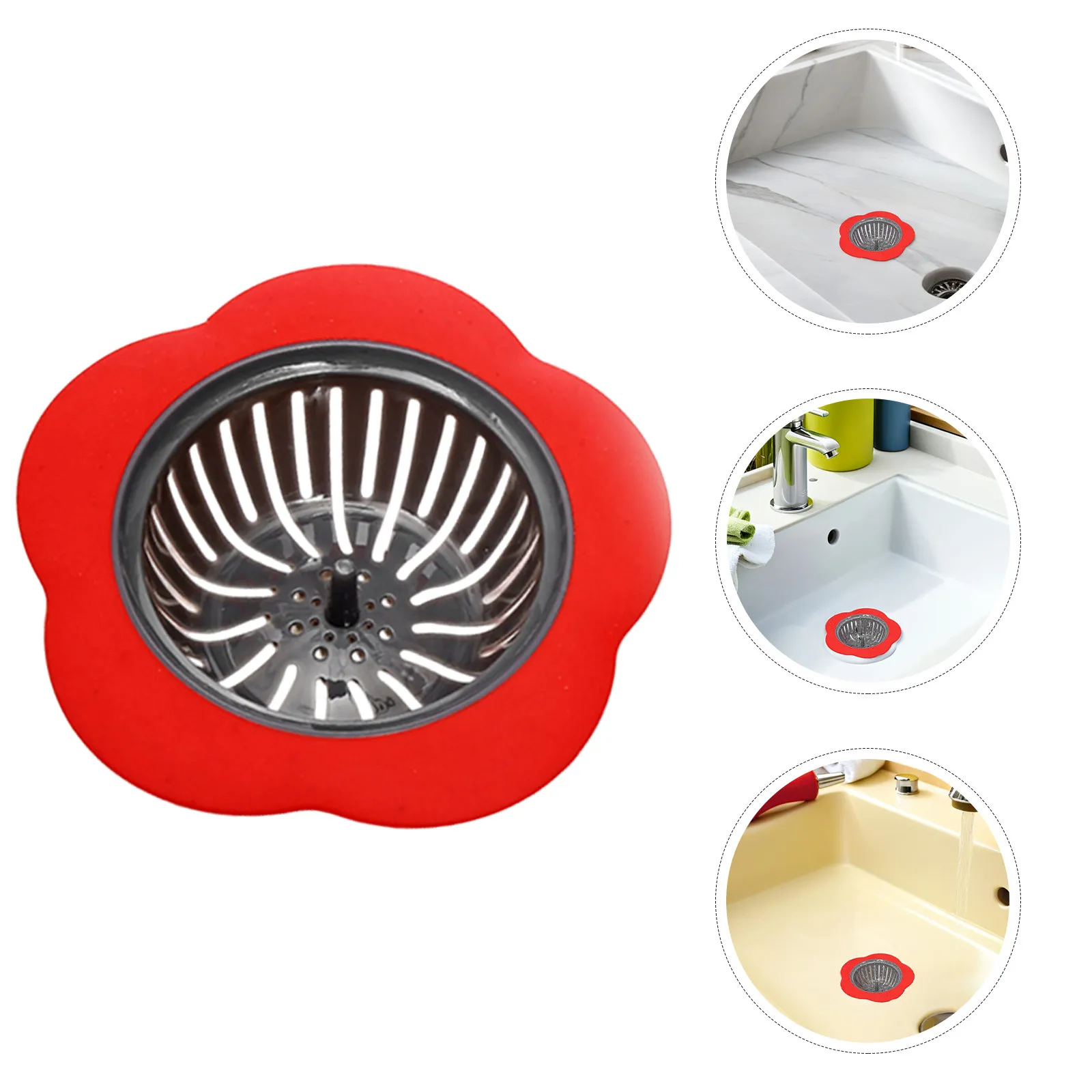 

Flower Shaped Silicone Sink Strainer for Kitchen Bathroom Wash Bowl Bathtub Laundry Tub Drain Filter Clog Prevention Mesh Basket