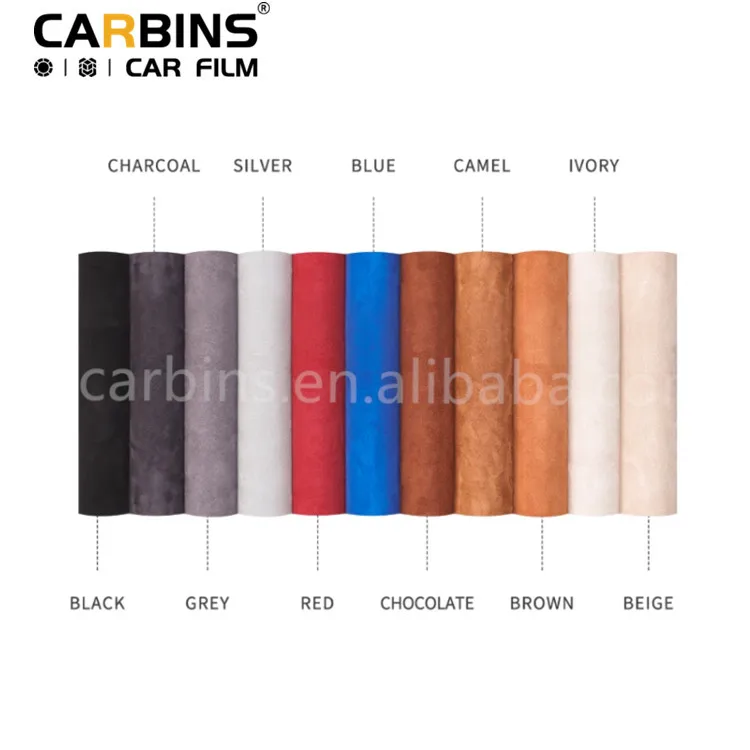 Carbins Best Touch rode zelfklevende suède stoffen wrap met lijm auto-interieur decoratie fluwelen suède film