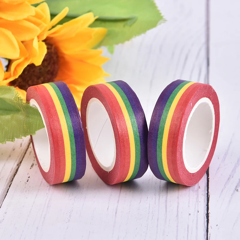 10m/Roll Rainbow Color Sticky Tape Photo Album Scrapbooking Decor Adhesive