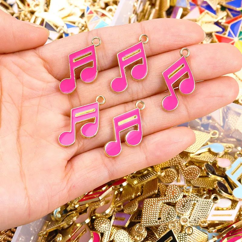 20pcs 18*15mm Alloy Colourful Enamel Musical Note Pendants Oil Drip Music Charm for Jewellery Making DIY Keychain Earrings Craft