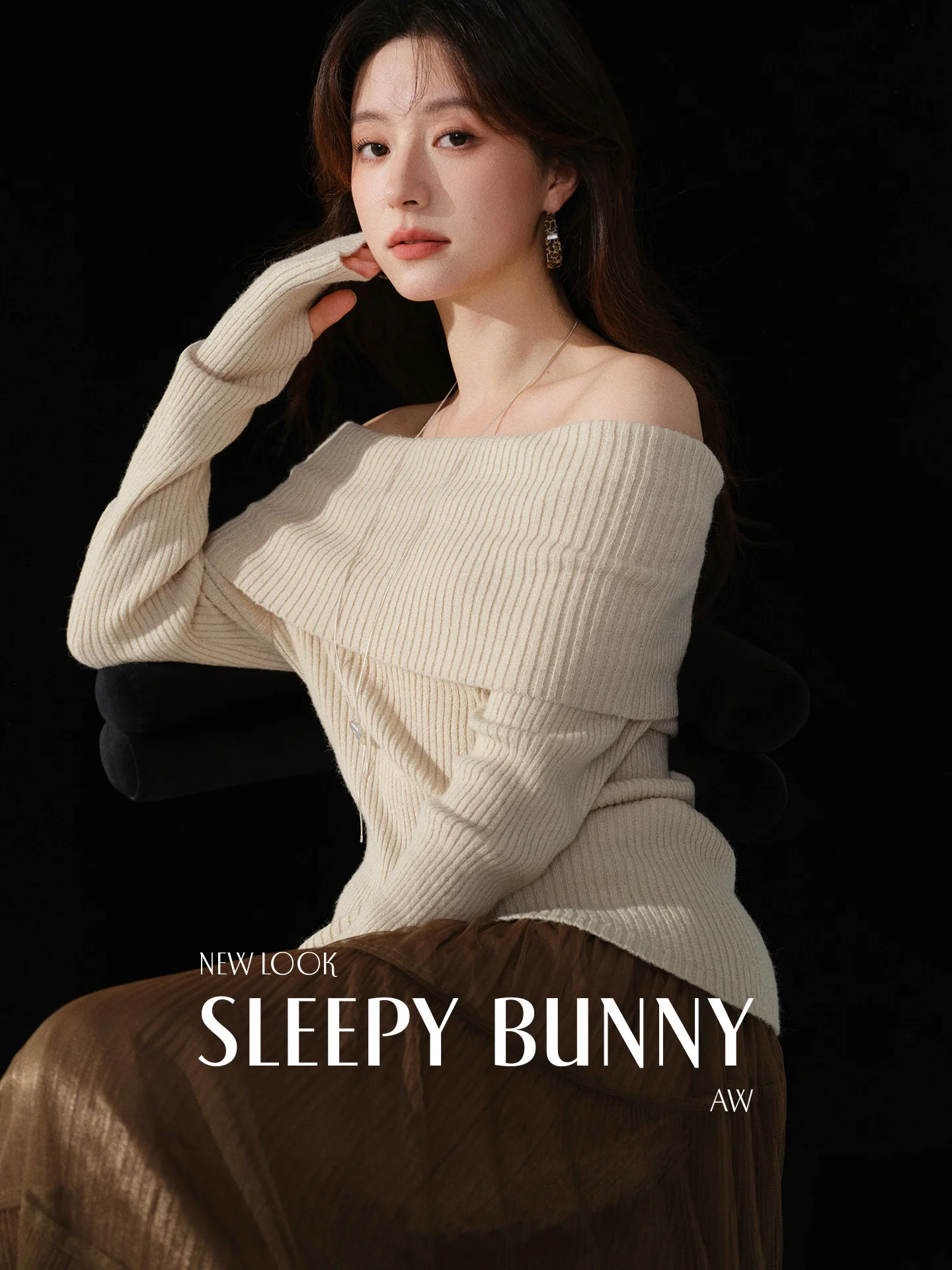 

bunny Sexy Sle Women's Knitted Long Sve oulder Bared One-oulder Top Slim Fit Casual Wear Nylon Acrylic Polyester ...